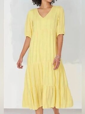 J. Jill Tiered Lemon Yellow Maxi Dress, Size, 2X, NWOT.